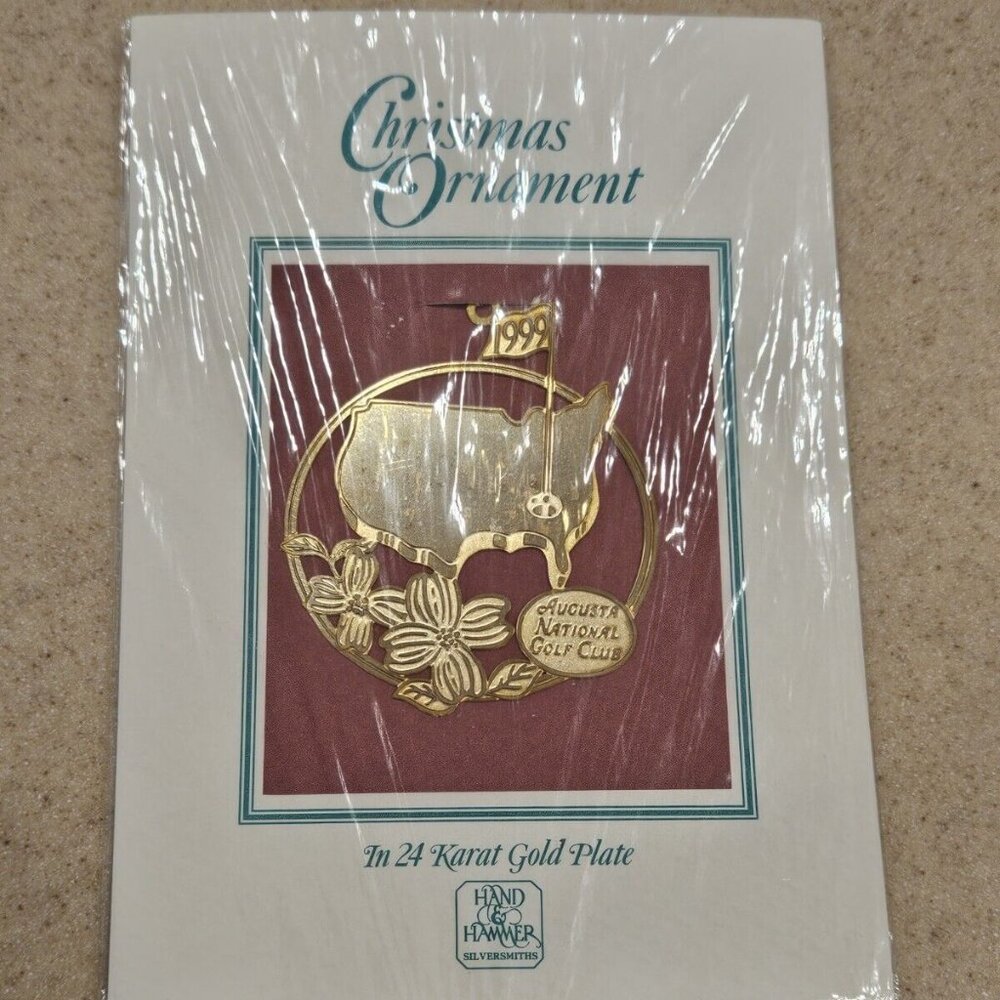 RARE 1999 MASTERS 24k TOURNAMENT AUGUSTA NATIONAL GOLF CLUB PGA HOLIDAY ORNAMENT